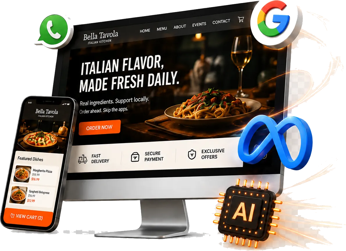 3D restaurant direct ordering website system